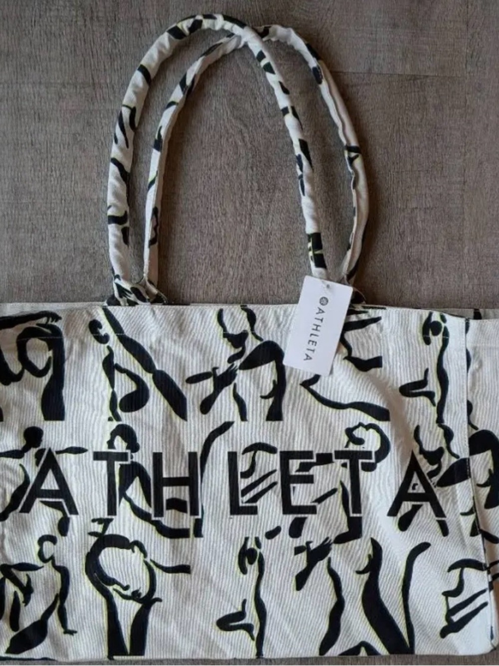 Athleta Canvas Graphic Tote Bag - Black & White - Picture 6 of 6